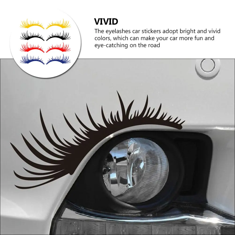 

4 Pairs Car Eyelashes Stickers Black Red Yellow Blue Headlight Eyebrows Decals Easy Installation Universal Fit Car Truck Bicycle