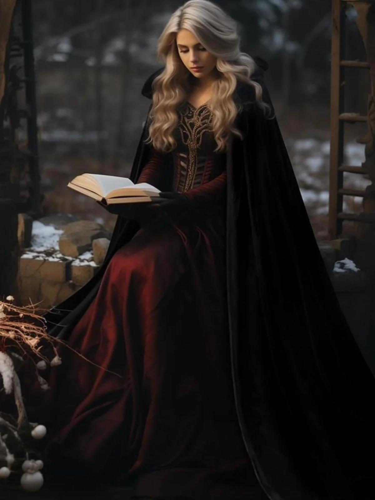 Ele Cappotto avvolgente con cappuccio Jaet Hepburn Sle con strato base Premium Feeling Costume da palcoscenico etnico in poliestere loween da donna