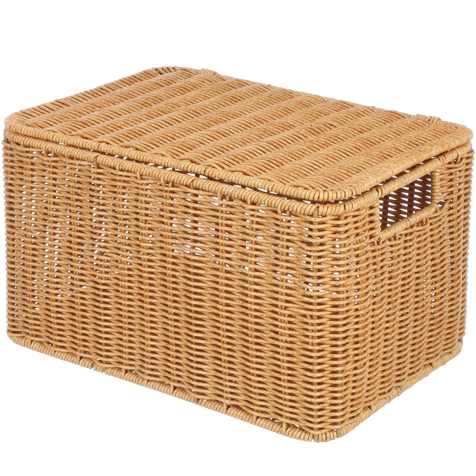Soporte para artículos diversos tejido a mano, cesta de almacenamiento de juguetes pequeños, cajas de almacenamiento decorativas con tapa, contenedores de almacenamiento, organizador tejido, cesta de lavandería para dormitorio