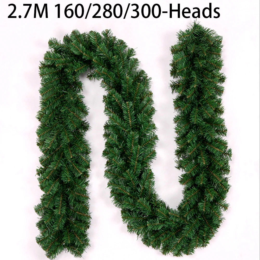 Christmas Decoration 2.7M 160/280 Heads Christma Xmas Garland Artificial Pine Green Spruce For The Home Stairs Fire Surround