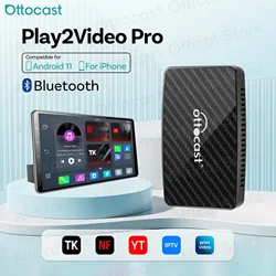 OTTOCAST Play2Video Pro for TikTok for Youtube for Netflix New Wireless CarPlay Android Auto Adapter Video Box Car Accessories