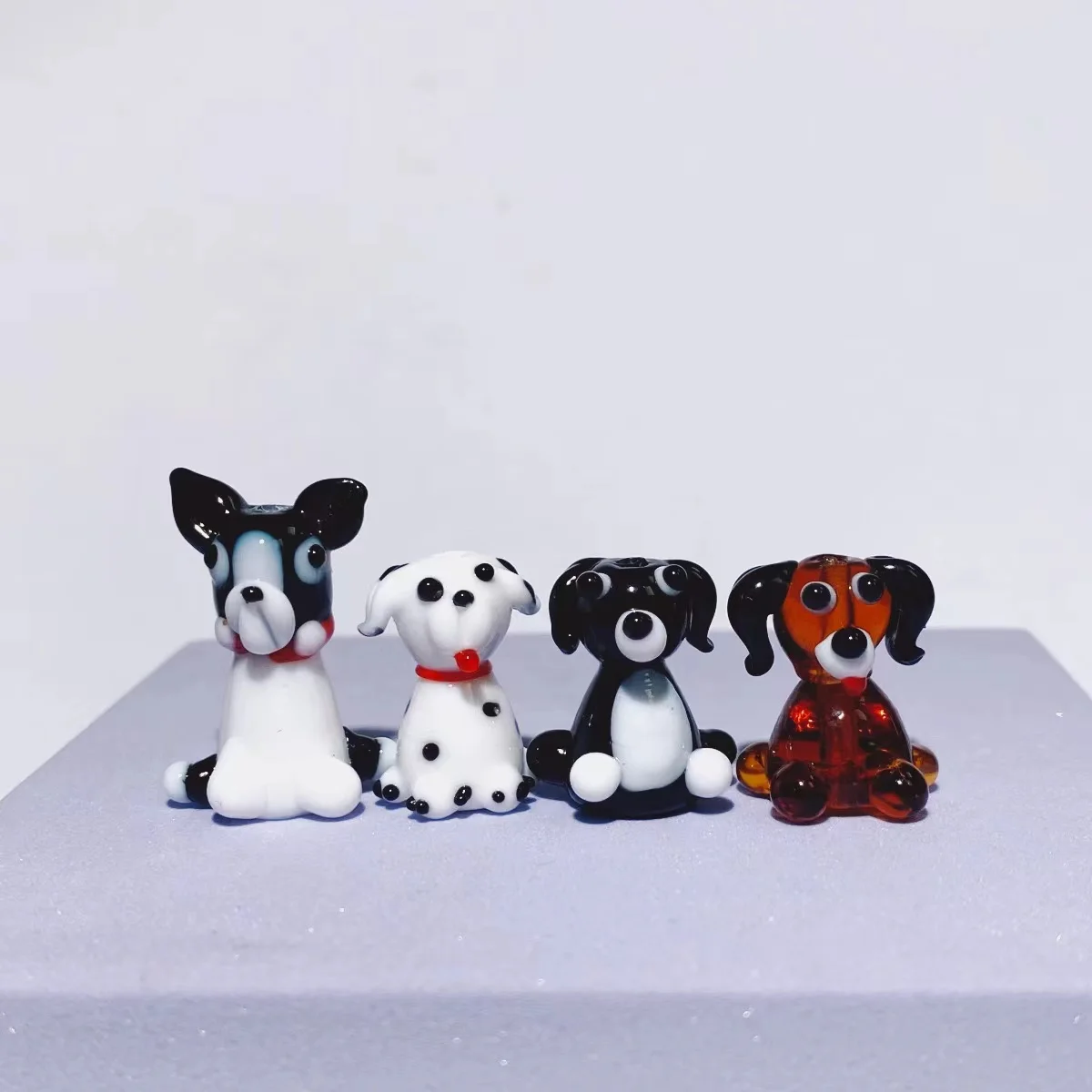 Cartoon Dog Vertical Hole Glass Bead DIY Jewelry Accessories