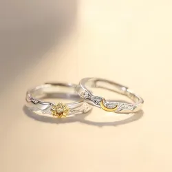 1Pcs Vintage Promise Band Rings Adjustable Matching Rings Sun and Moons Couples Rings Stylish Jewelry Decoration кольцо женское