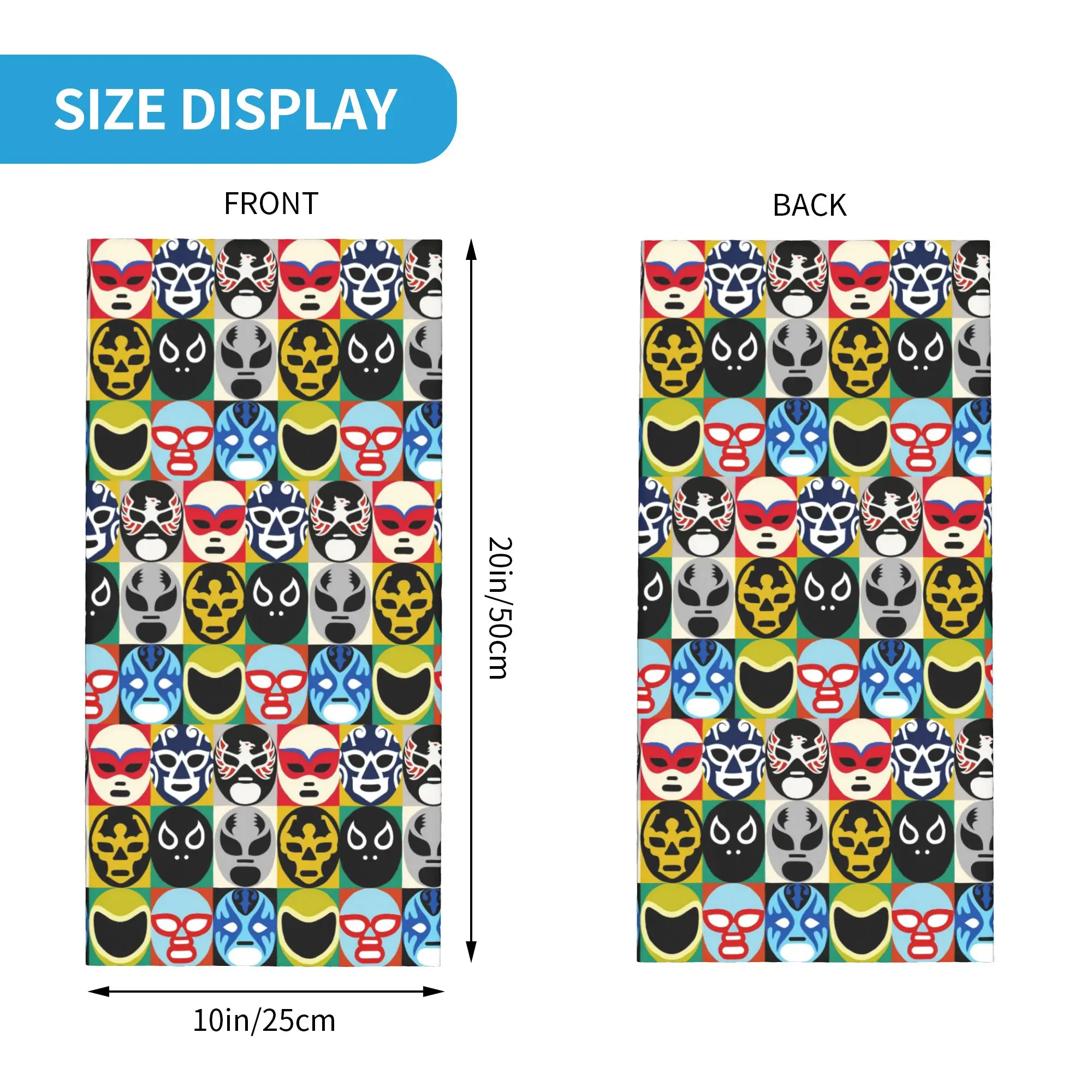 Colorful Mexican Wrestler Luchador Bandana Neck Cover Printed Face Scarf Headband Hiking Fishing for Men Women Adult Breathable