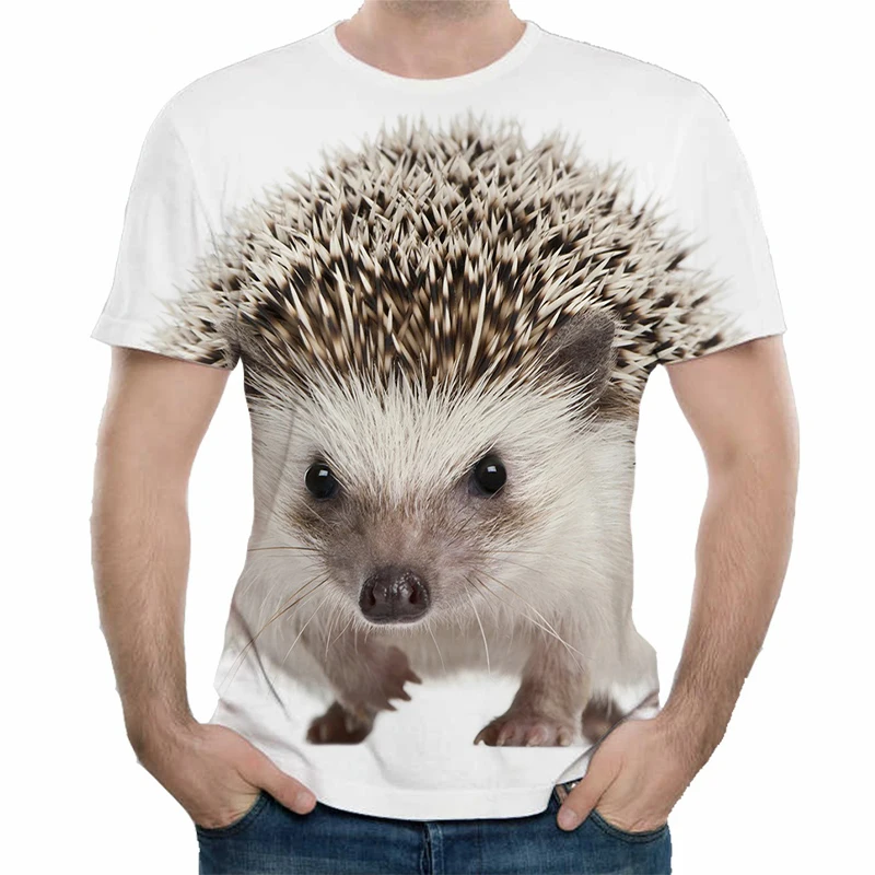 Funny Hedgehog Animal 3D Print T-Shirts Men Women Fashion Streetwear Oversized Short Sleeve T Shirt Male Tees Tops Man Clothing