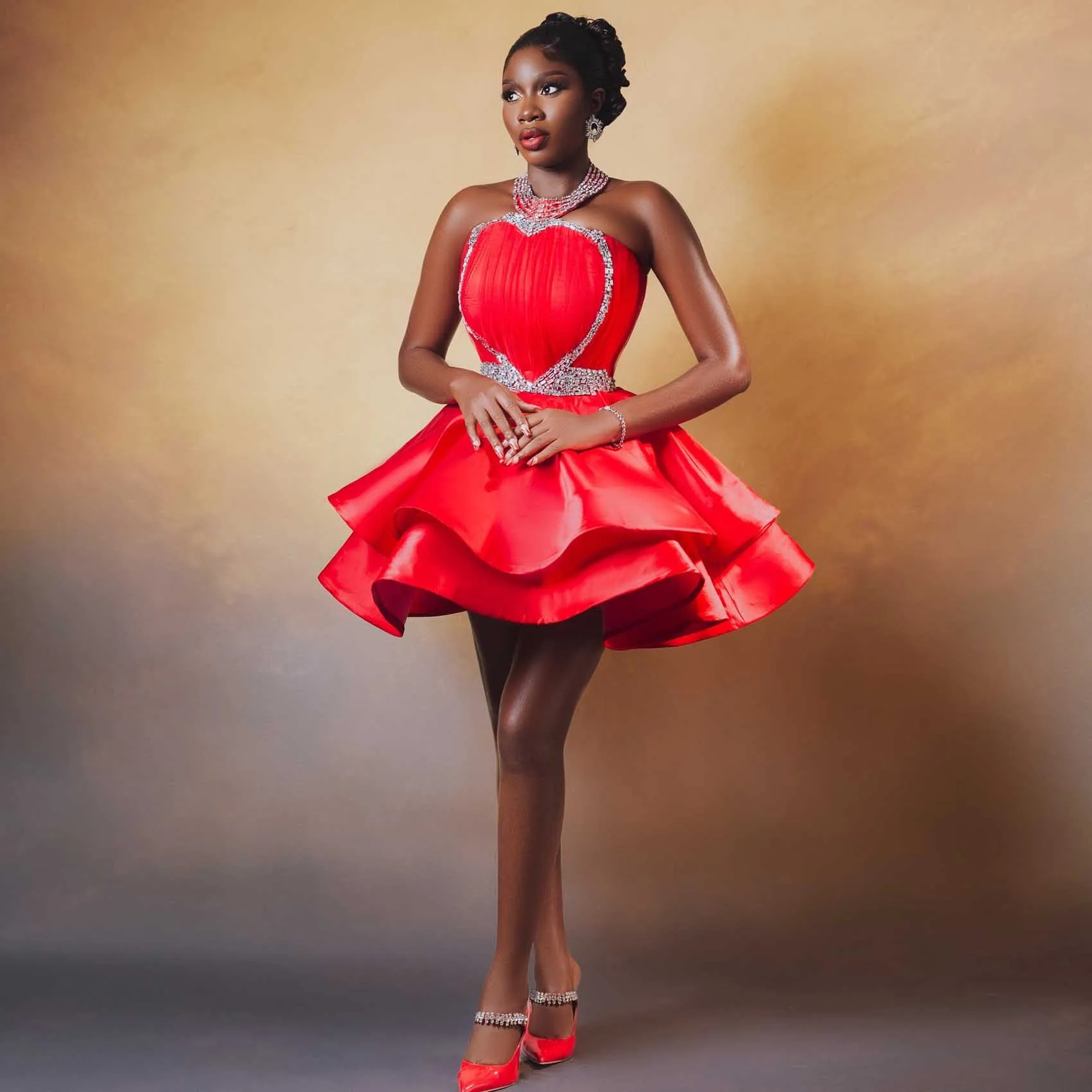 

Black Girls Birthday Dress Customize African Short Wedding Party Dresses Asoebi Pretty Red Short Prom Dresses with Sweet Beading