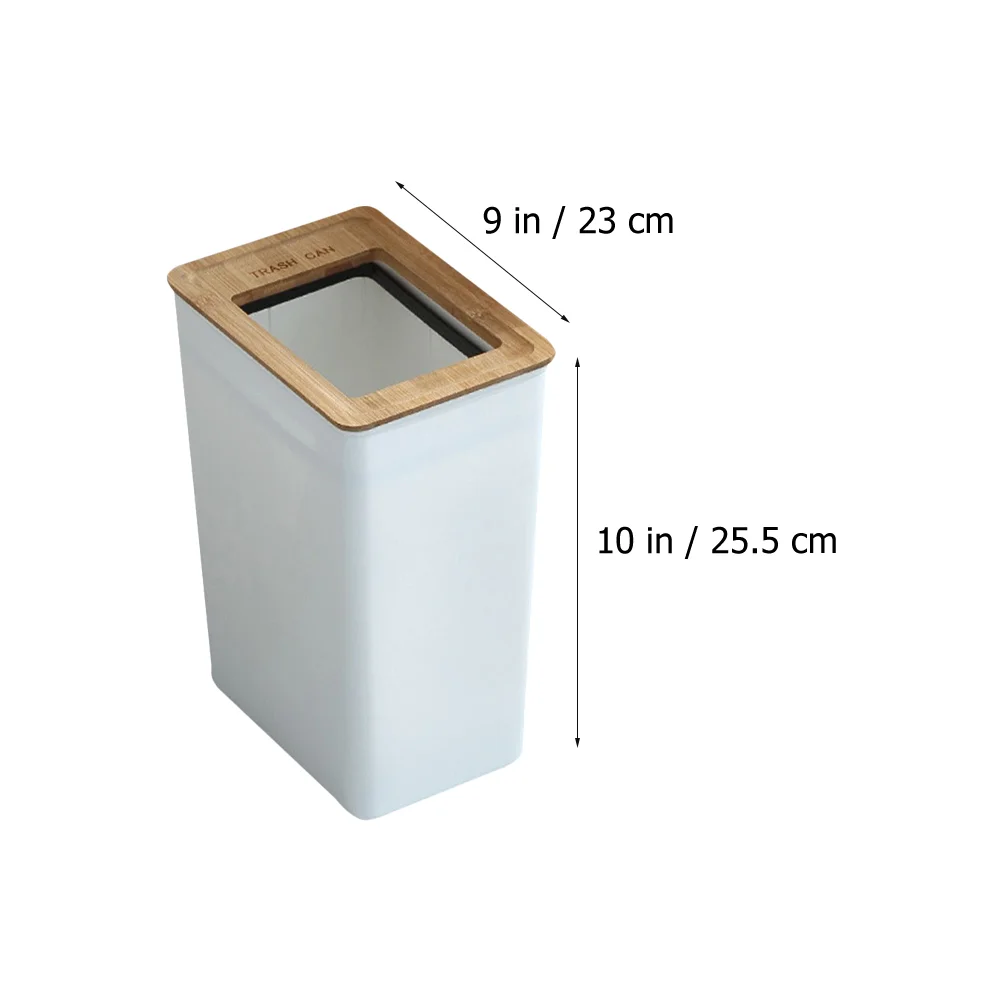 Bamboo Lid Bathroom Trash Can Car Garbage Bin Nordic Bucket Household Wooden Creative Waste Simple Pp Office Room Kitchen