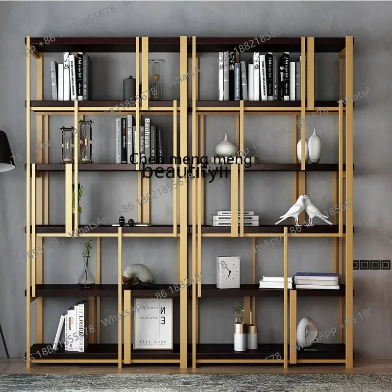 Bibliothèque moderne, présentoir de salon, vitrine en métal en acier inoxydable, étagère de sol de bureau