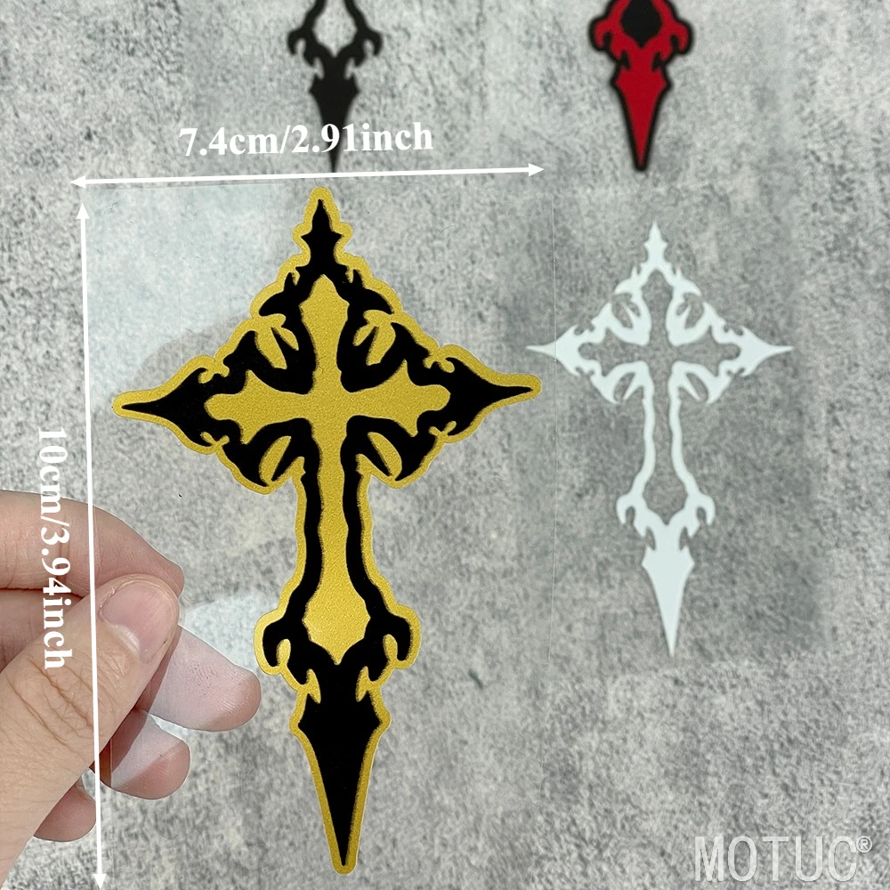 2Pcs/Set Gothic Cross Car Stickers, Multi-color Optional Decals for Helmets, Cars & Skateboards