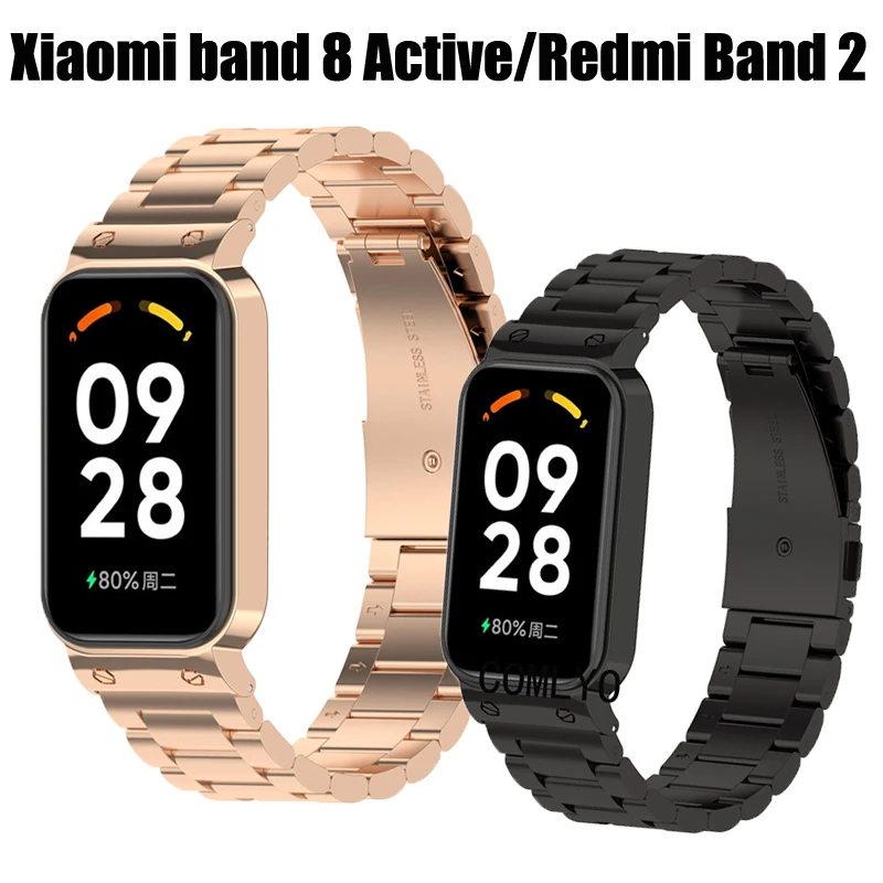 

Нейлоновый мягкий ремешок для Xiaomi mi band 8 Active Redmi Smart BAND 2, металлический корпус из нержавеющей стали, защитная оболочка, бампер