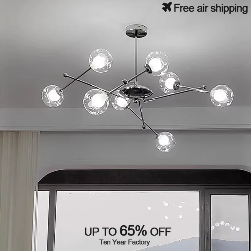 

Contemporary Chrome Finish Clear Glass Hanging Pendant Light Suspension Chandelier for Dining Room Living Room Bedroom Lighting