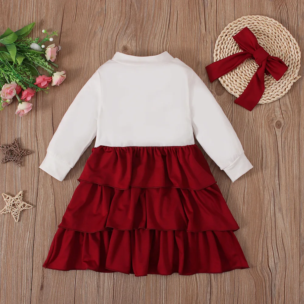 2Piece Sets Spring Autumn Toddler Girl Clothes Fashion Cute Cotton Mesh Long Sleeve Princess Dress+Hair Band Baby Dresses BC1795