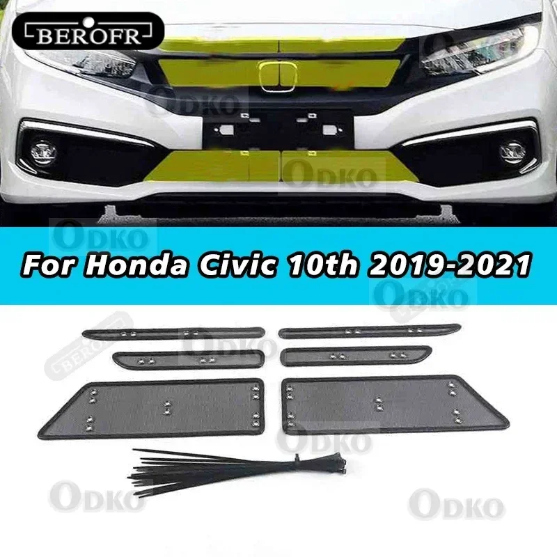 

Front Grille Insect Net Screening Insert Mesh Decoration Protection Cover Trim Auto Styling Fit For Honda Civic 10th 2019 2021
