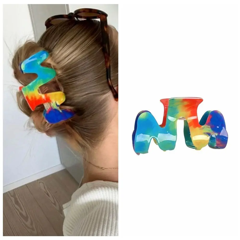 

Acrylic M Shape Hair Claw Korean Style Hair Accessories Rainbow Wave Crab Clip Headwear Shark Clip Women Hair Claw Washing Face