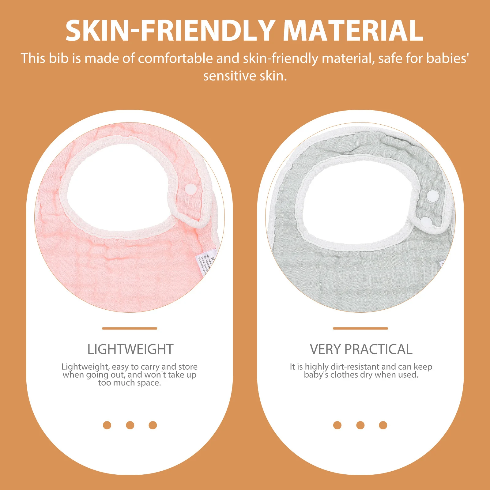 

2Pcs Cotton Gauze Bibs Baby Shower Gift Comfortable Skin-Friendly Lightweight Easy Carry Prevent Saliva Flow Protective Infant