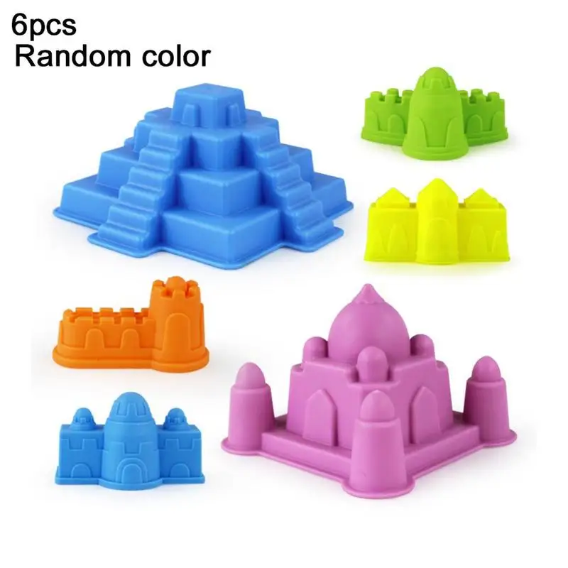 6pcs Beach Toys Various Sand Play Tools Castle Plastic Molds Beach Creations Outdoor Seaside Fun Parent-Child Interactive Games