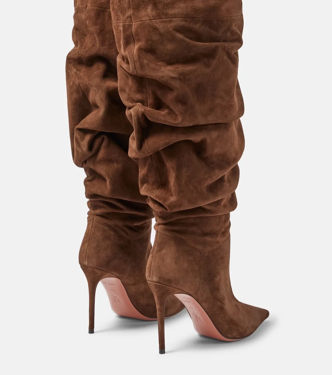 2024 Fashion Brown Over Knee Sleeve Boots Women\'s Sexy Nightclub Stage Runway Boots Denim Folds Long Boots 44
