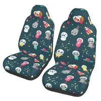 Space Animal Icon Set Pattern Design Car Seat Cover 2PCS Front Car Seat Cover, Car Bucket Seat Anti Fouling Protection Cover