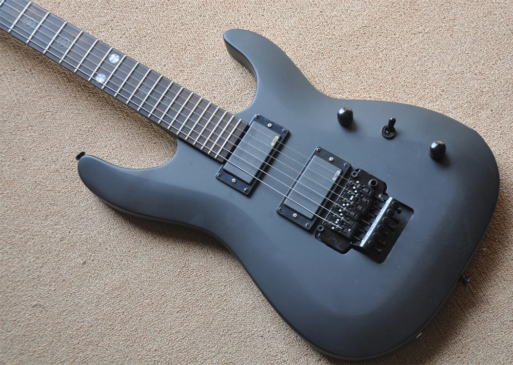 غيتار كهربائي أسود غير لامع مخصص من المصنع مع لوحة فريتس من خشب الورد، عرض مخصص #2