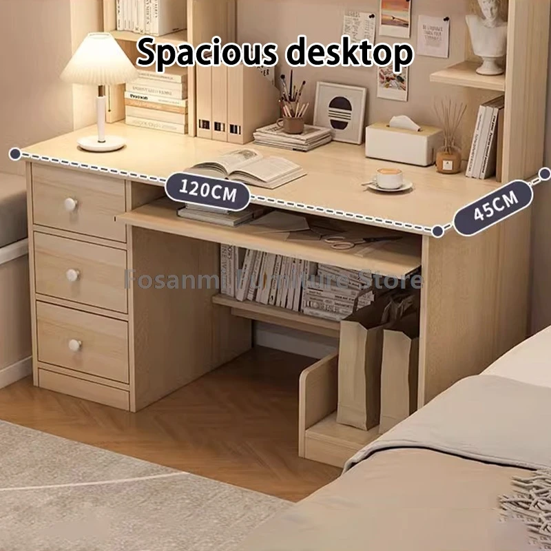 All-in-One Computer Desk with Storage Drawers and Shelf Modern Office Table Home Gaming Writing Desk for Bedroom PC Gamer Desks