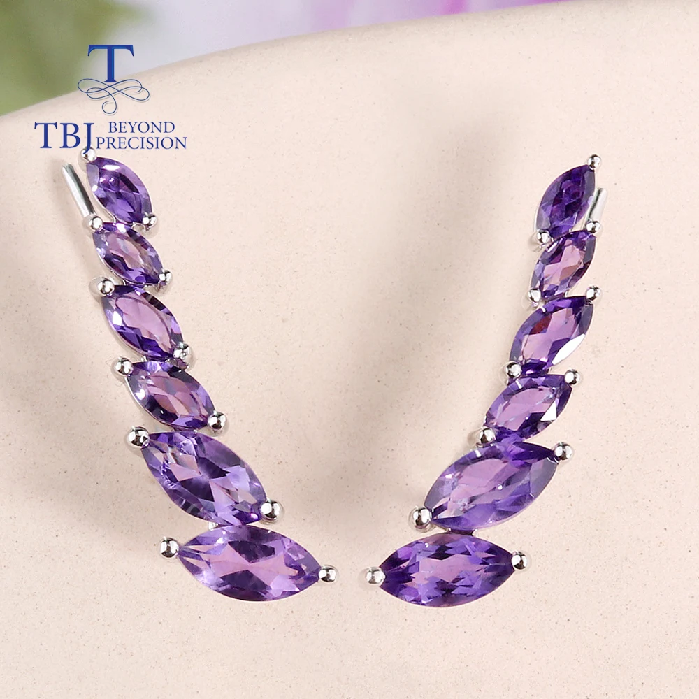 Natural South African Amethyst Gemstone Earrings 925 sterling Silver fashion design fine jewelry for women gift