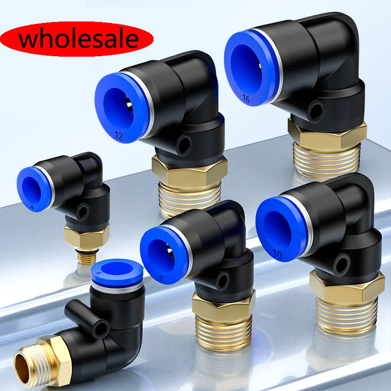 

20/50/100PCS PL4 6 8 10 12mmElbow Pneumatic Quick connector Fitting-m5 1/4 3/8 1/2 1/8 BSP Male Thread hose OD Air Push In mount