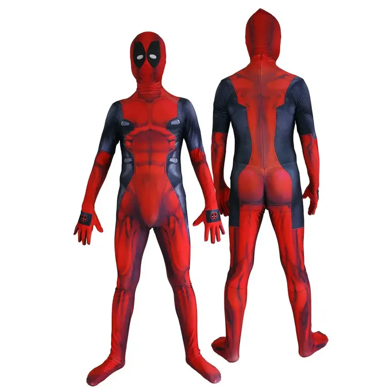 Halloween deadpool cosplay traje super-herói adultos crianças zentai terno masculino meninos bodysuit completo macacão