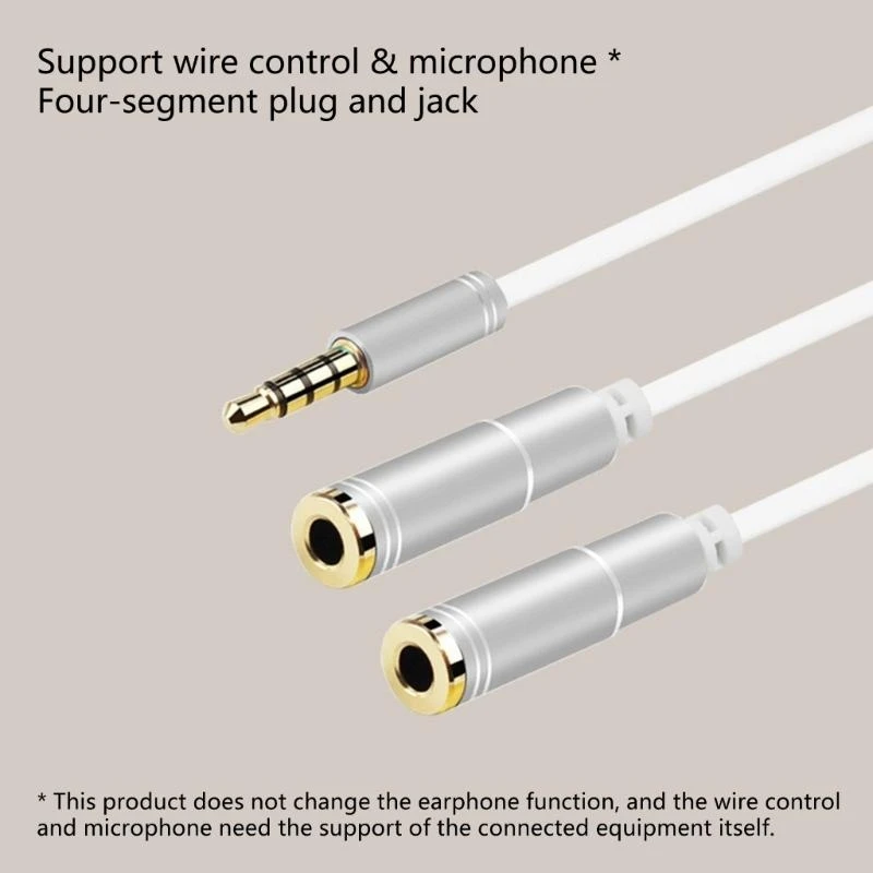  Sound Splitter Cable with Inlines Control Double 3.5mm Jacks Double Headphone  Adapter for Multiple Device Connection