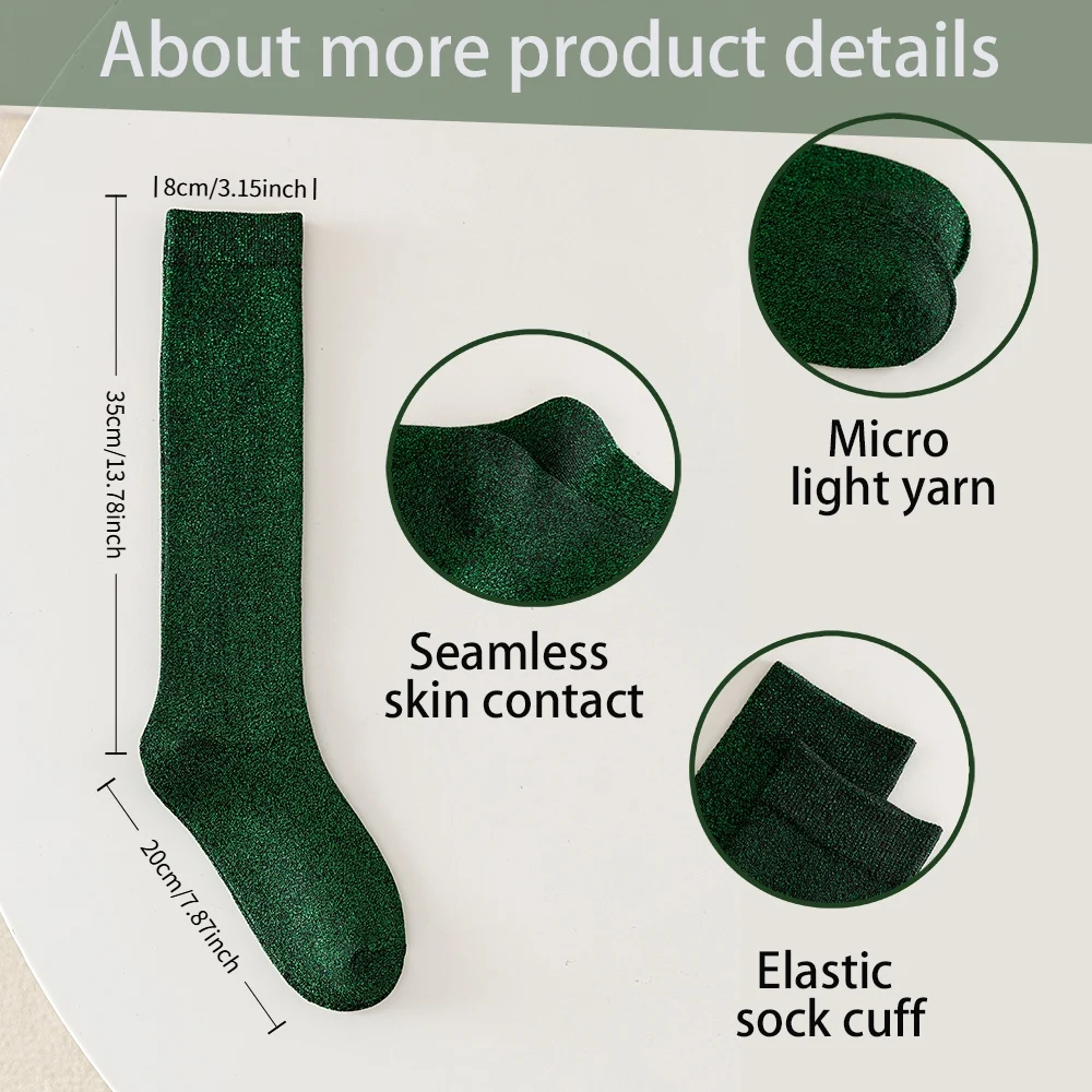 CZHIYAO Meias longas femininas feitas de ouro e prata, meias fofas de seda brilhante, presentes de Natal e Halloween para cosplay