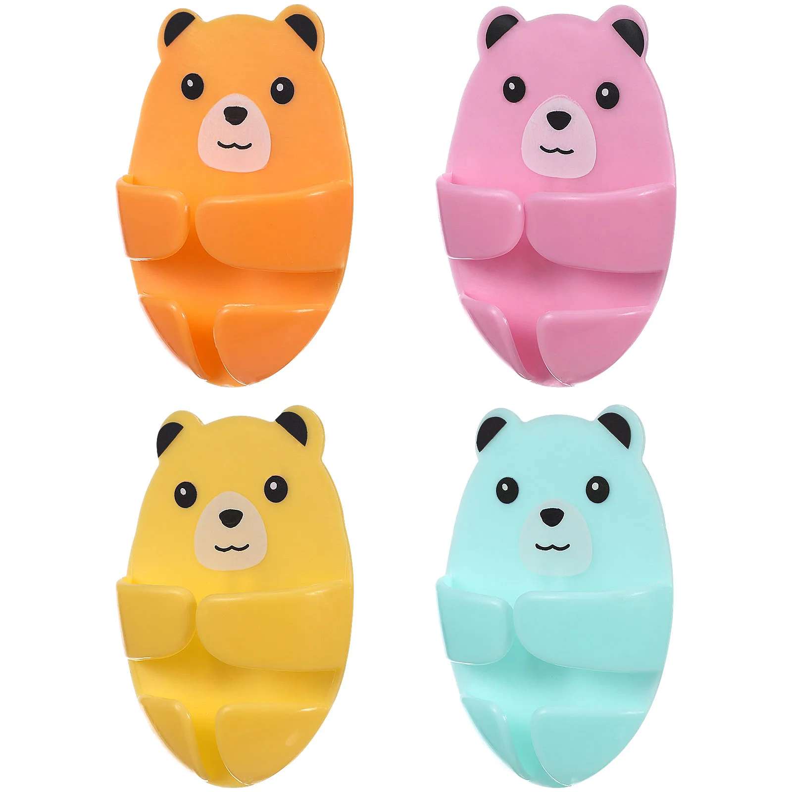 

4 Pcs Hook Holder Cartoon Bear Self Adhesive Wall Mounted Socket ganizers Plastic Hooks Kitchen Appliance Wire