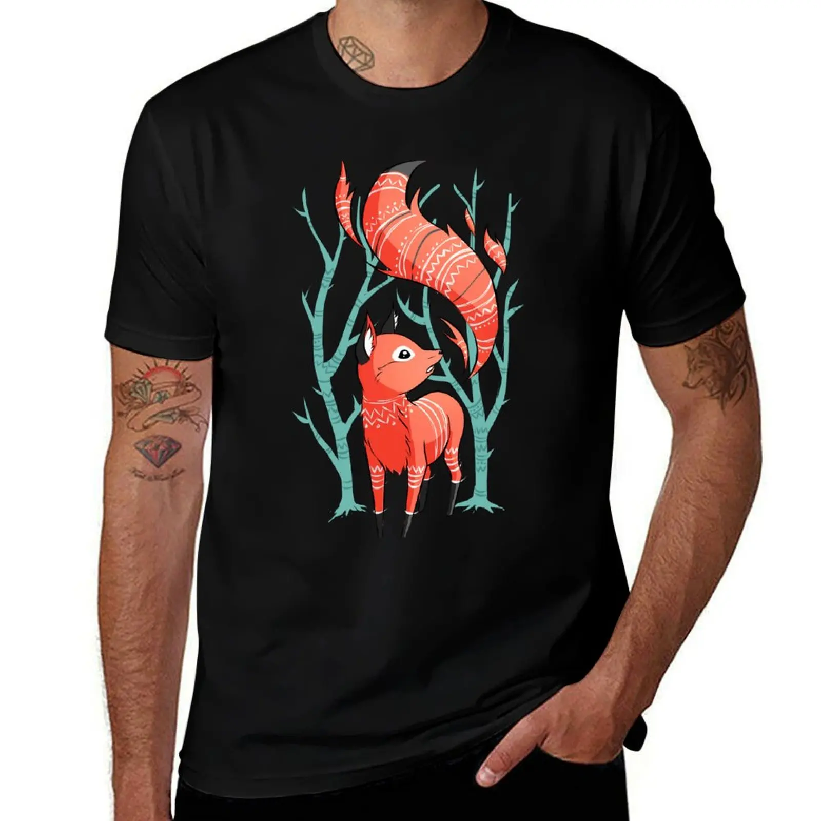 

Winter Fox T-Shirt blue archive cute tops Clothing black t-shirts for men
