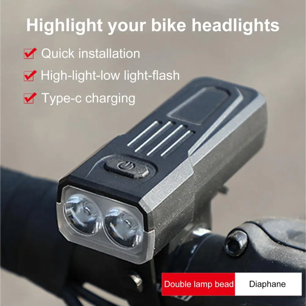 Bicycle Headlight Adjustable Strap Type-C Rechargeable Waterproof Night Riding Road Mountain Bike Front Lamp Mini Flashlight