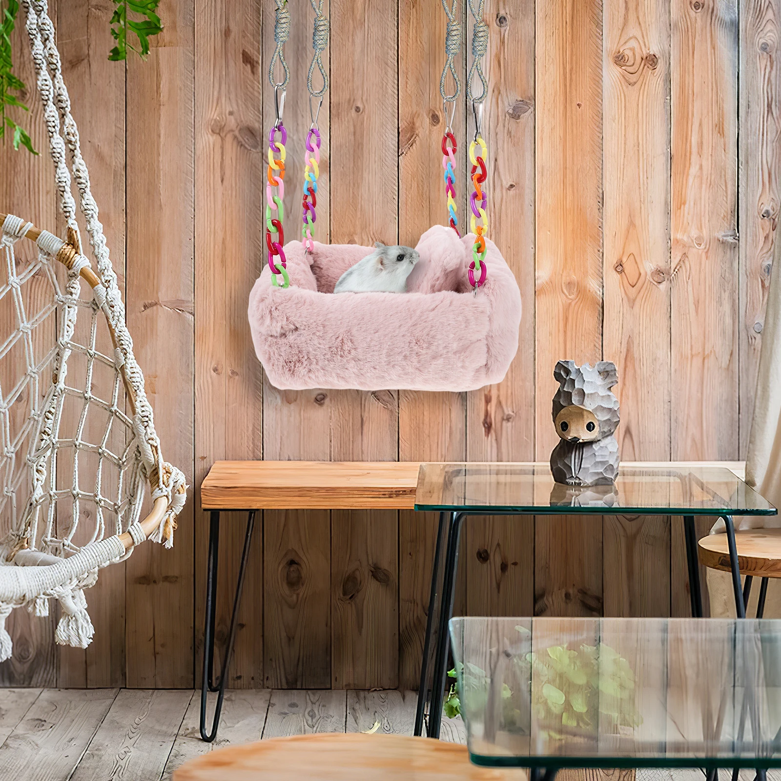 

S Size Pink Soft Hamster Hammock Cute Chinchilla Bed Warm Guinea Pig Hideaway Decorative Cage Accessories Pet Supplies