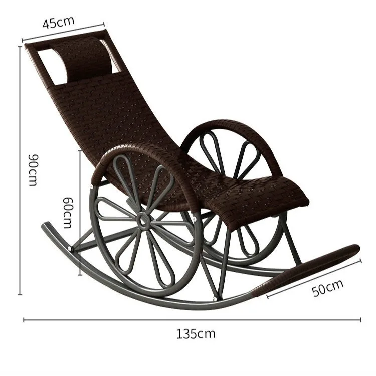 وكيل المشتريات المنزلي كرسي القيلولة كرسي كسول لغرفة المعيشة والشرفة الترفيه قصب كرسي متأرجح لكبار السن #6
