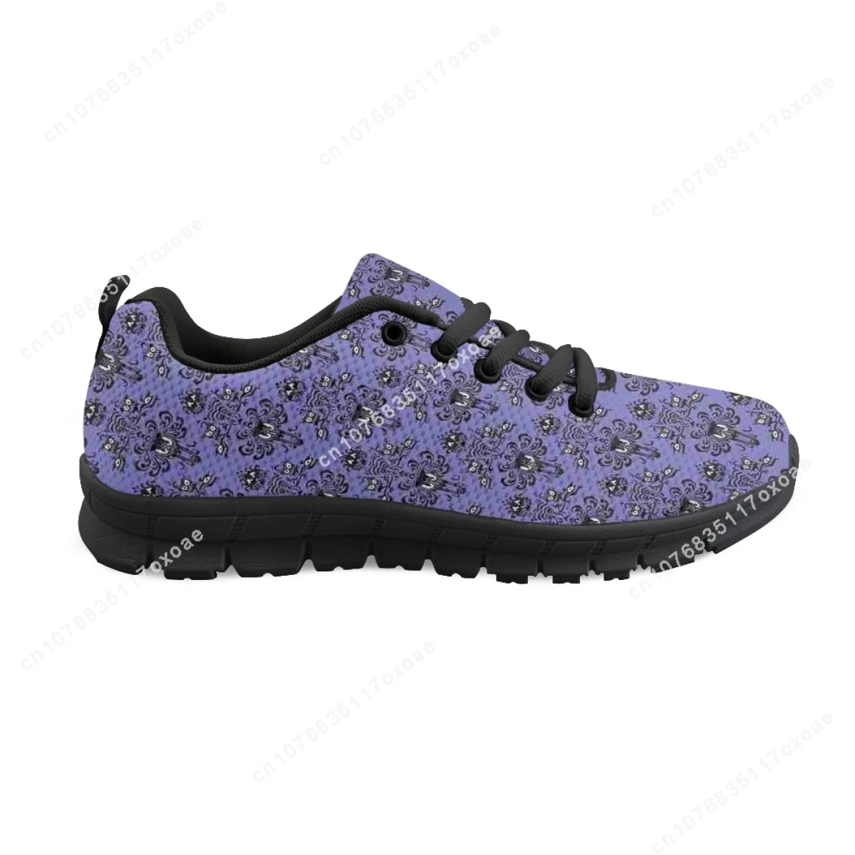 2023 Casual Shoes For Women Purple Haunted Mansion Print Running Jogging Lace Up Workout Ladies Sneakers Flats Shoes