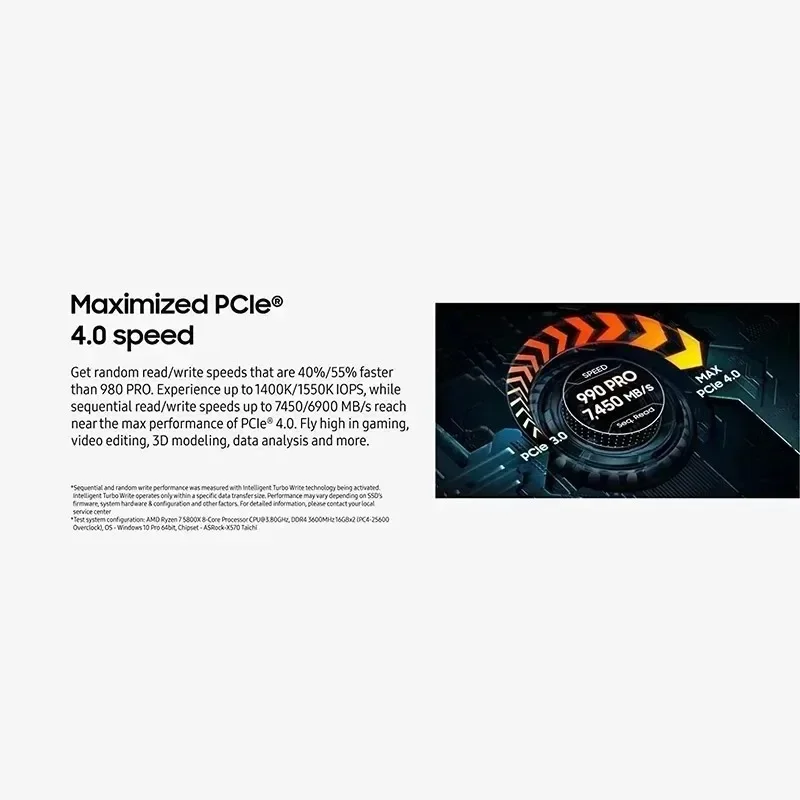 오리지널 980Pro 990Pro M.2 NVMe SSD 1TB 2TB 4TB PCIe 4.0 고속 7400MB/s 솔리드 스테이트 드라이브 노트북 데스크탑 게이밍 PC용 썸네일 5