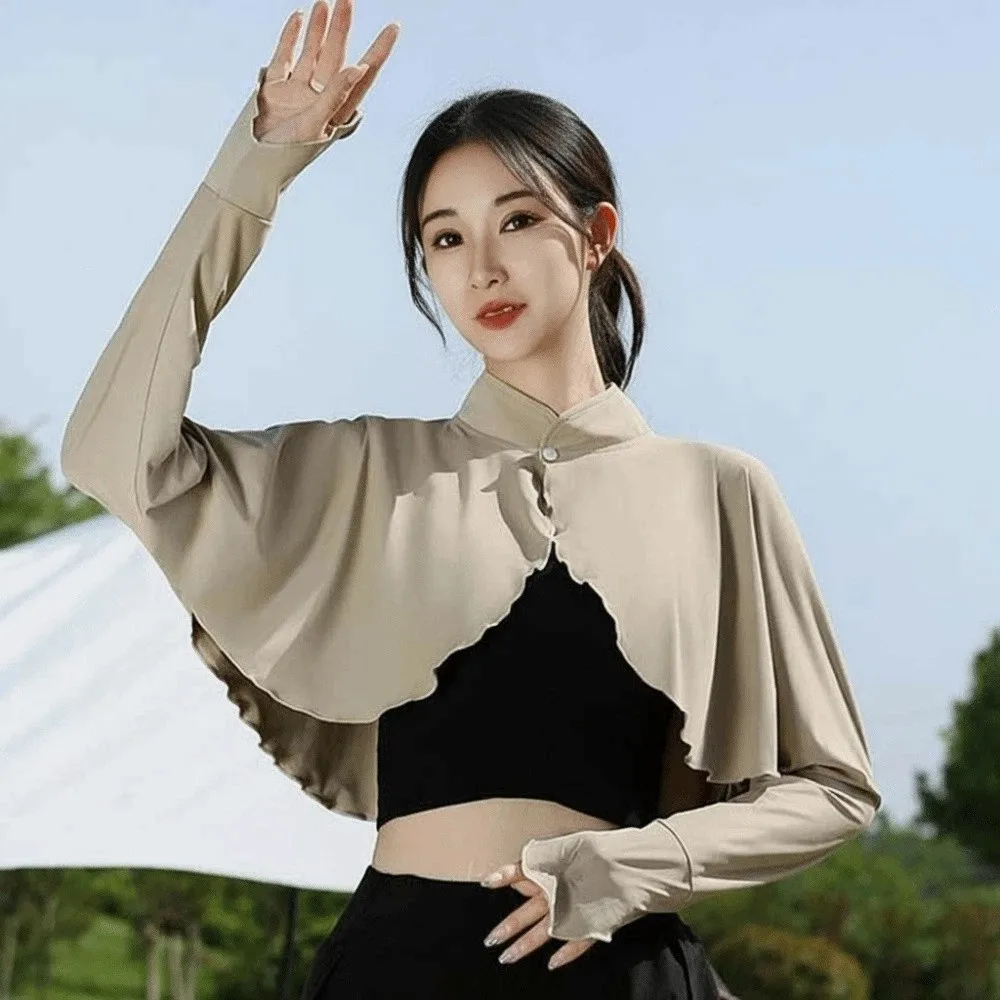 

Sweet Solid Color Summer Sunscreen Shawl Long Sleeve Thin Ice Silk Cape Arm Sleeves Crop Top Sun Protection Clothing Running