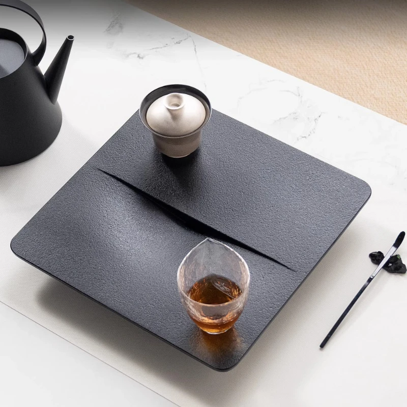 

Роскошный каменный поднос для китайского чая с дренажем, маленькие подставки-блюдца для чая, аксессуары для гостиничного бизнеса и домашнего декора