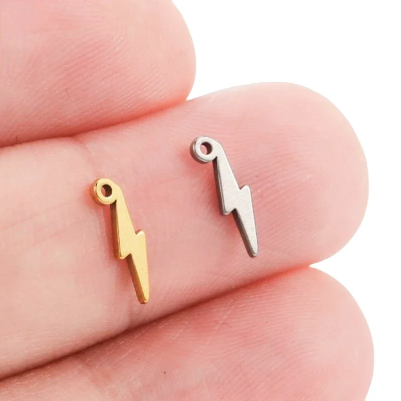 WZNB 5Pcs/lot Stainless Steel Lightning Charms Pendant for Jewelry Making Handmade Earring Bracelet Necklace Diy Accessories