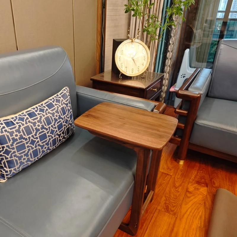 

Black Walnut Living Room End Table Mobile Sofa Side Tables Small Space C-Shaped Computer Desk Bedroom Seams Nightstand