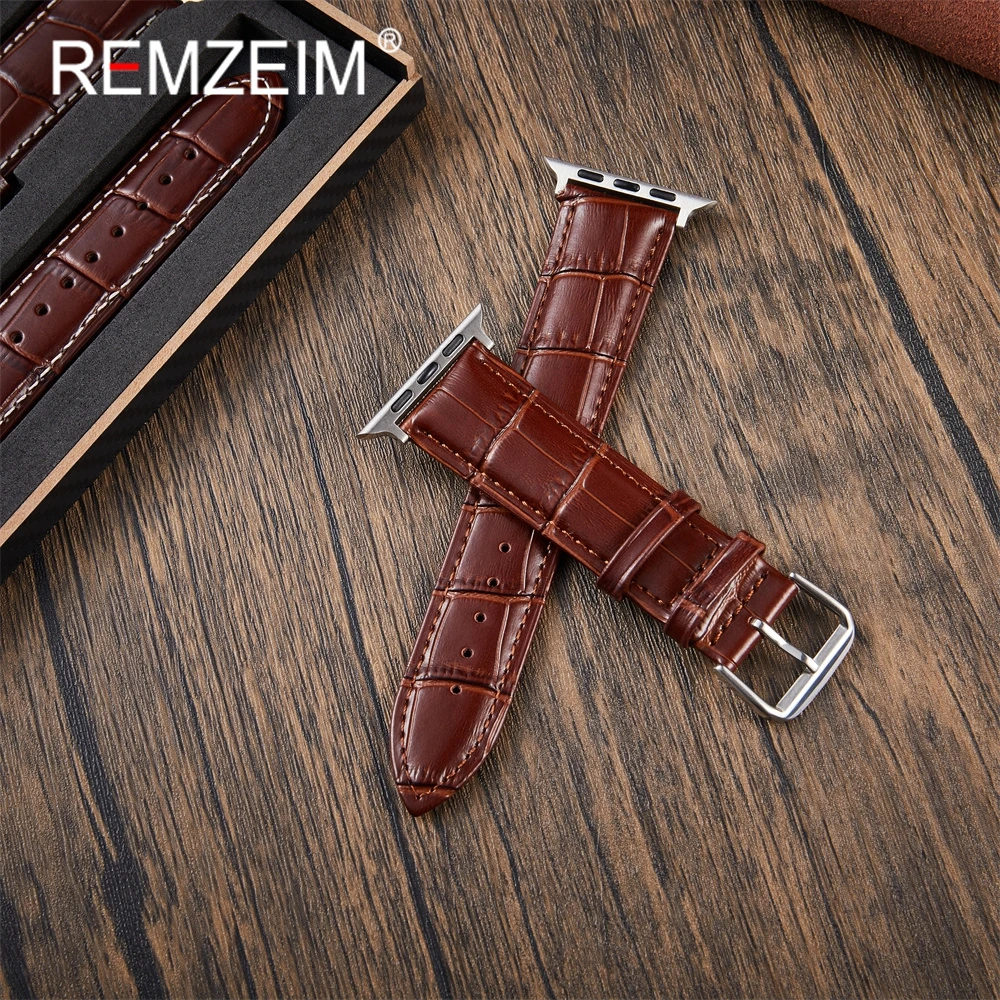 Cinturino in pelle vintage per Apple Watch 38/40/41/42/44/45/46/49mm Cinturini in bambù per Iwatch 10 9 8 7 6 5 4 3 2 1 Se Ultra 2