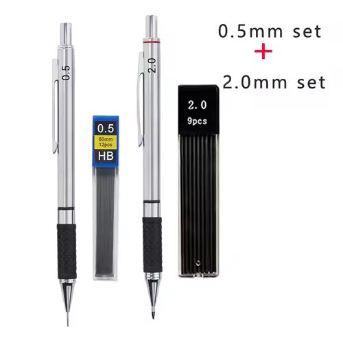 Metal Mechanical Pencil set with pencil grip Leads Art Drawing Student Office Supplies 0.5/0.7/0.9/2.0mm Automatic Pencil - Image 16