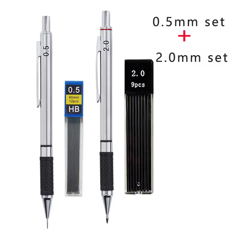 Metal Mechanical Pencil set with pencil grip Leads Art Drawing Student Office Supplies 0.5/0.7/0.9/2.0mm Automatic Pencil - Image 16