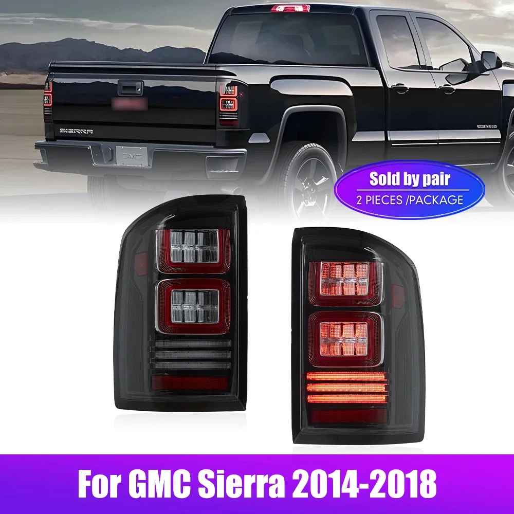 

Пара светодиодных задних фонарей для GMC Sierra 2014-2018 DRL, сигнал поворота заднего тормоза, автомобильный задний фонарь в сборе Plug And Play