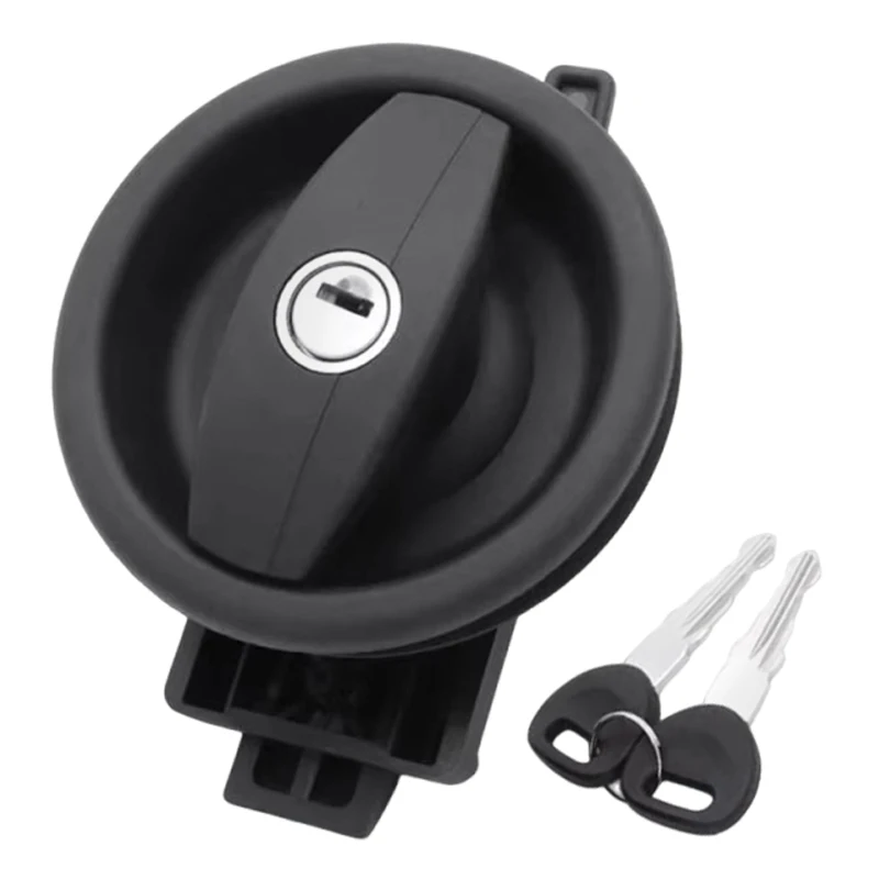 

1Pc Zinc Alloy Circular Door Lock For Caravan Motorhome Truck Black Toilet Invisible Door Locks with Key RV Accessories