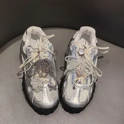 Fashion 1PCS Shoelaces Clips Buckle Decorations Rhinestones Pearl Gem Casual Flower Shoes Accessories Shoe Charms for Sneakers