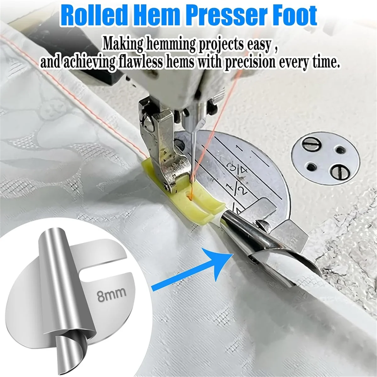 F-3C ミシンロールヘマーフットユニバーサル 5 ピース/パック 3 ミリメートル-7 ミリメートル湾曲スクロール、ミシン押えヘマーフット