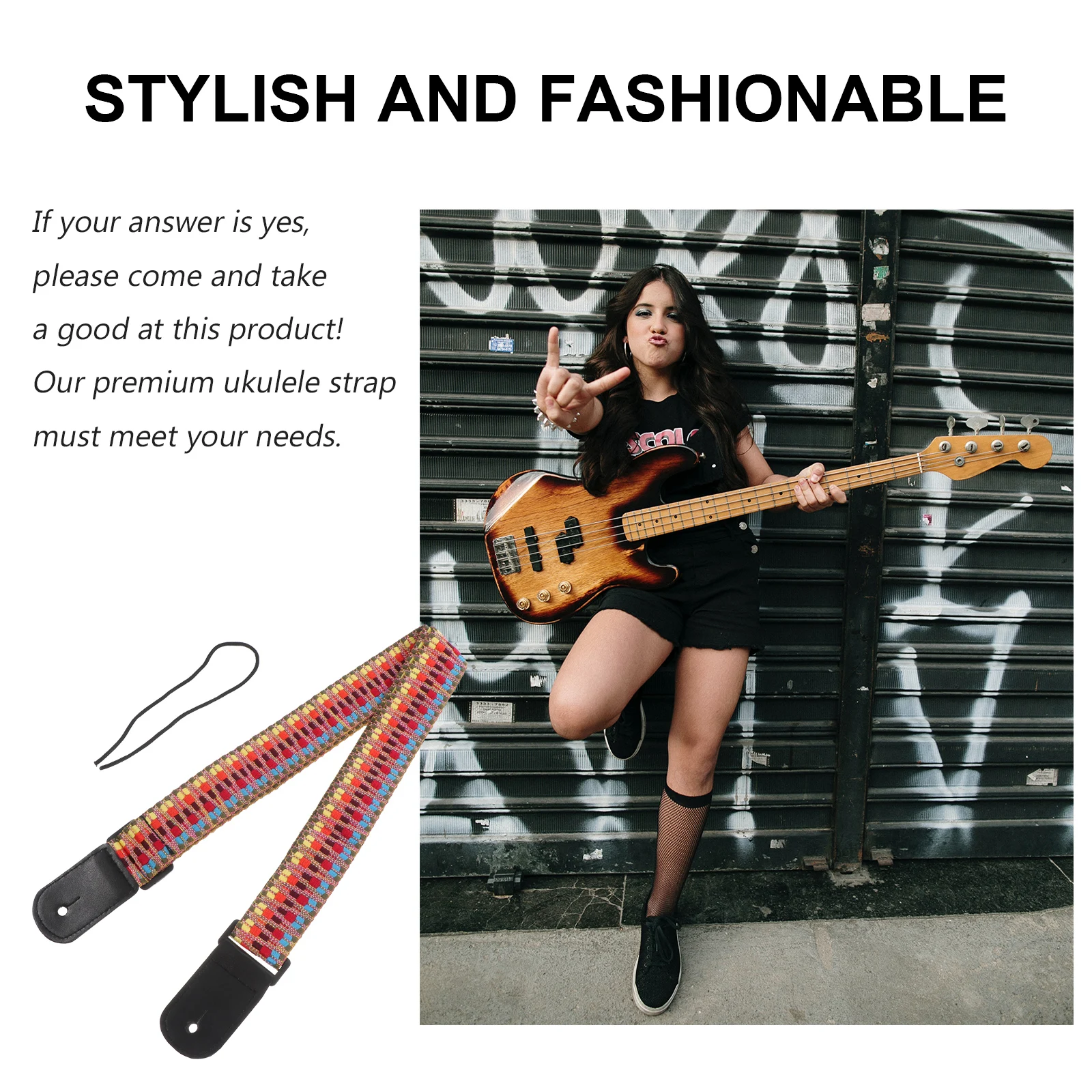 

Guitar Strap Ukulele Shoulder Instrument Belt Woven Accessory Durable Lightweight Practical Music Style