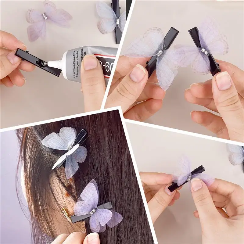 10pcs/Set 5cm Double Layer Mesh Butterfly Appliqued 3D Simulation Mesh Dreamy Bouquet Patch For DIY Handmade Hairband Nail Decor