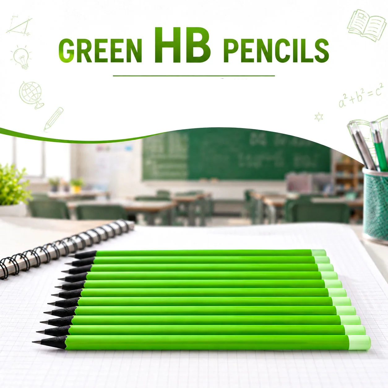 20 or 100 pieces can be customized with engraving of names or dates, etc. Blackwood HB pencils with a small green barrel are eye-friendly, specially designed for students' writing and drawing, and are triangular pencils for correcting grip posture